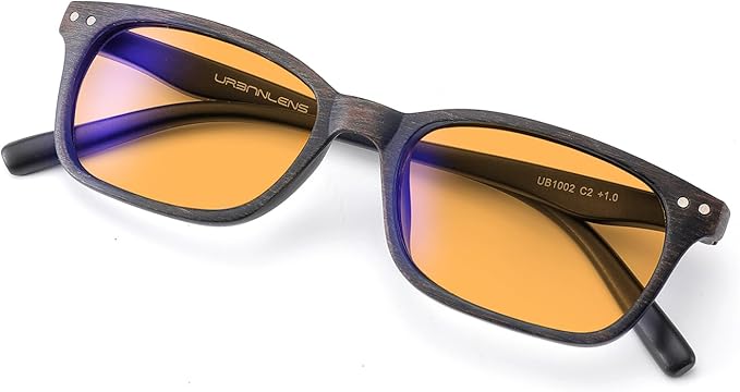 Blue Light Blocking Reading Glasses - For Better Sleep, Reduce Eye Strain for Women + Men, With Wooden Finishes
