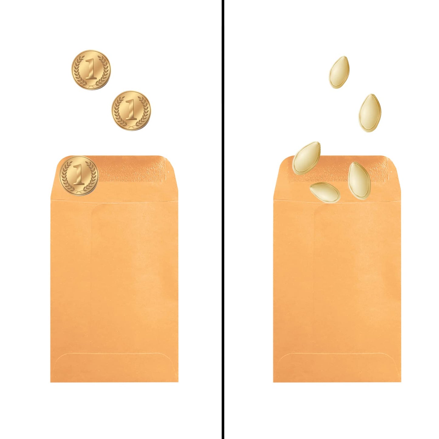 Bonfasvo 500 Pack #1 Brown Coin Envelope 2.25 X 3.5 inches Kraft Envelopes Classic Small Parts Envelopes with Self Adhesive Gummed Flap for Coins Cash Credit Cards Seeds