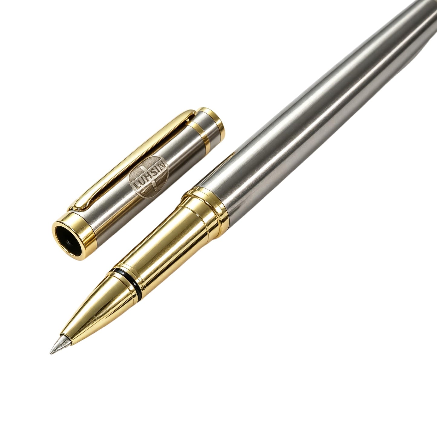 LUHSIN Black Lacquer Rollerball Pen - Premium Luxury Writing Pen (Gold)