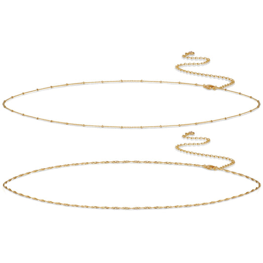 RELVEO 2PCS Gold Waist Chain Adjustable Layered Belly Chain Body Chain Jewelry for Women Sexy Bikini Beach Satellite Waist Chains