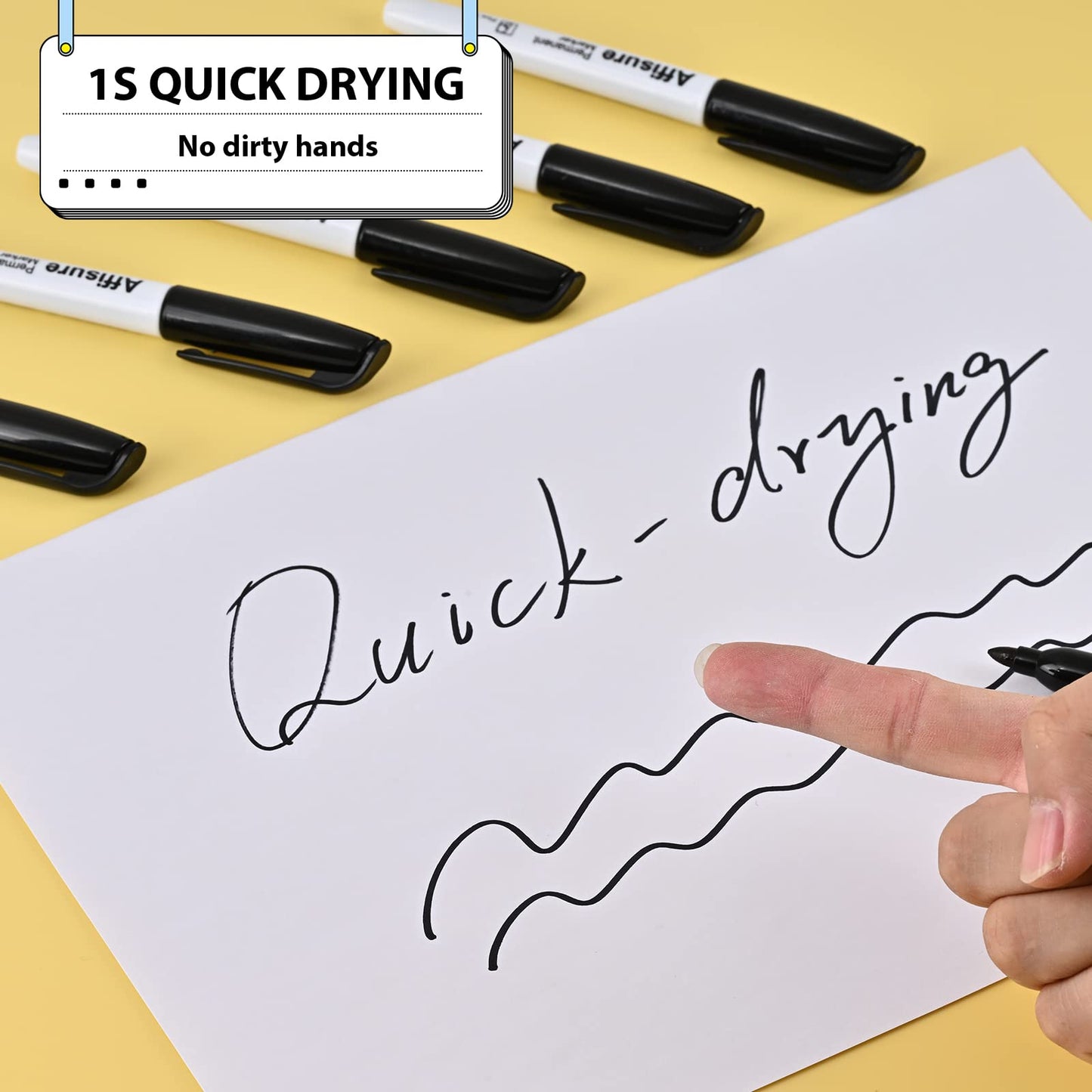 Affisure Permanent markers, 60 packs permanent markers bulk, quick drying in one second, waterproof, smooth, not easy to erase, durable, can be marked on glass, tiles and cloth, office supplies