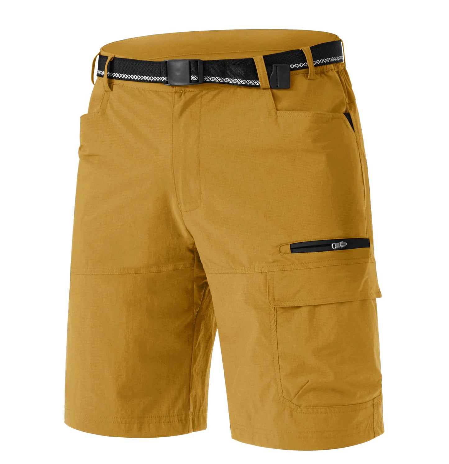 TACVASEN Men's Dress Golf Shorts Cargo Hiking Casual Shorts Lightweight Quick Dry Stretch Tactical Work Fishing with Pockets Turmeric 38