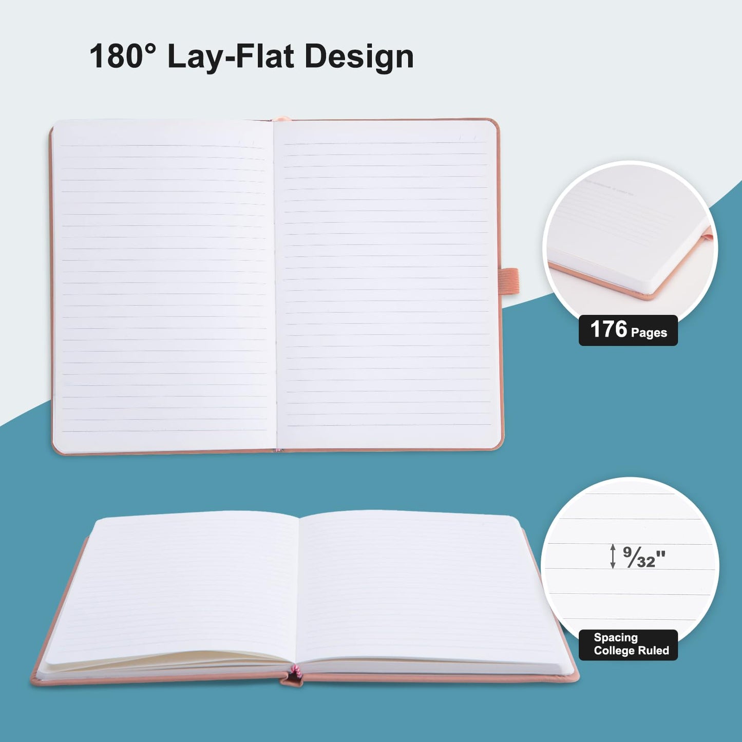 Comix 4 Pack Lined Journal Notebooks for Women, 176 Pages, 5.5 x 8.3", Hardcover, Morandi, 100gsm Paper, A5 Journaling Notebooks, Perfect for Work School Home