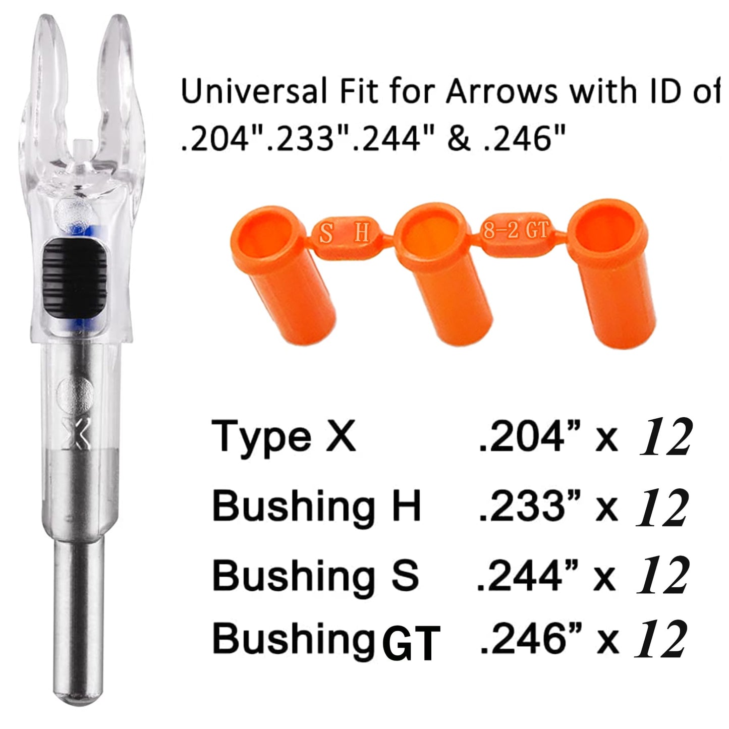 KEAUP 12 Pack X Lighted Nocks Universal Fit for Arrows with ID .204/.233/.244/.246 Light Up Nocks with ON/Off Switch for Archery Hunting