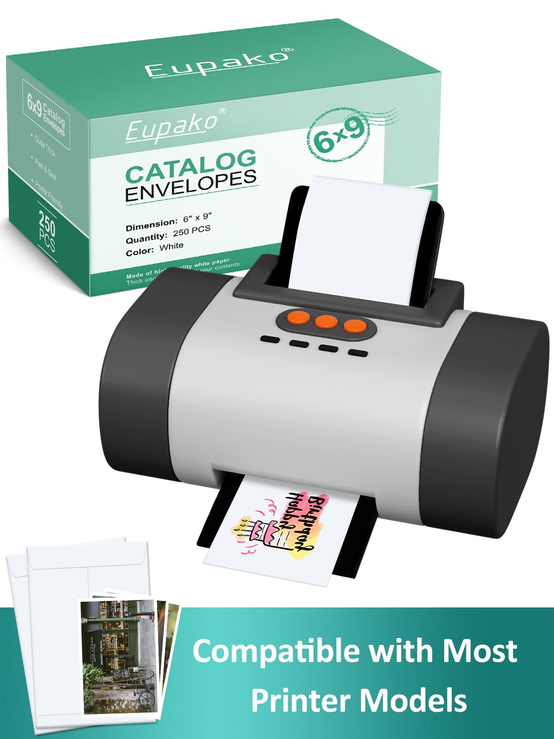 Eupako Catalog Envelopes 6x9 Small White Envelopes Self Seal 250 Pack for Mailing, Organizing, Storage