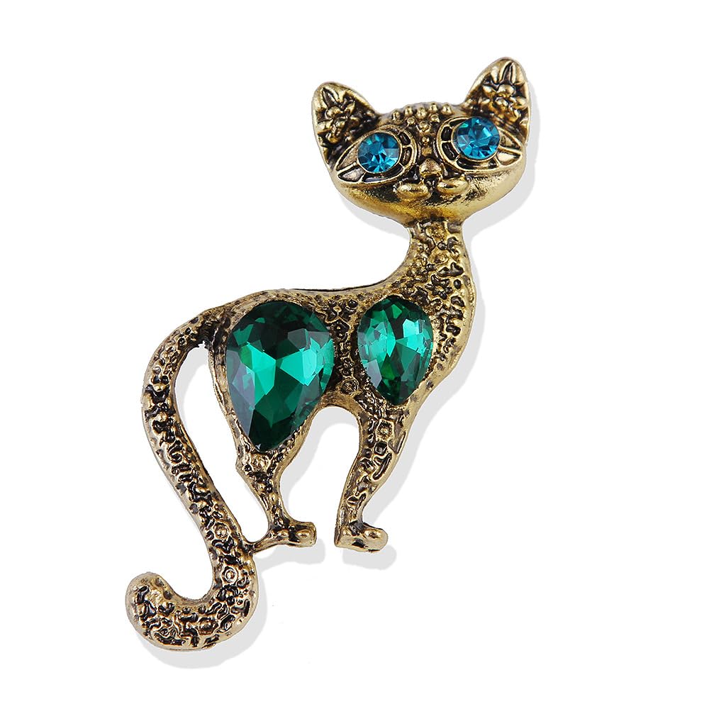 Vintage Crystal Cat Brooch for Women Rhinestone Cat Pin Vintage Jewelry Birthday Mother's Day for Mother Girlfriend Daughter