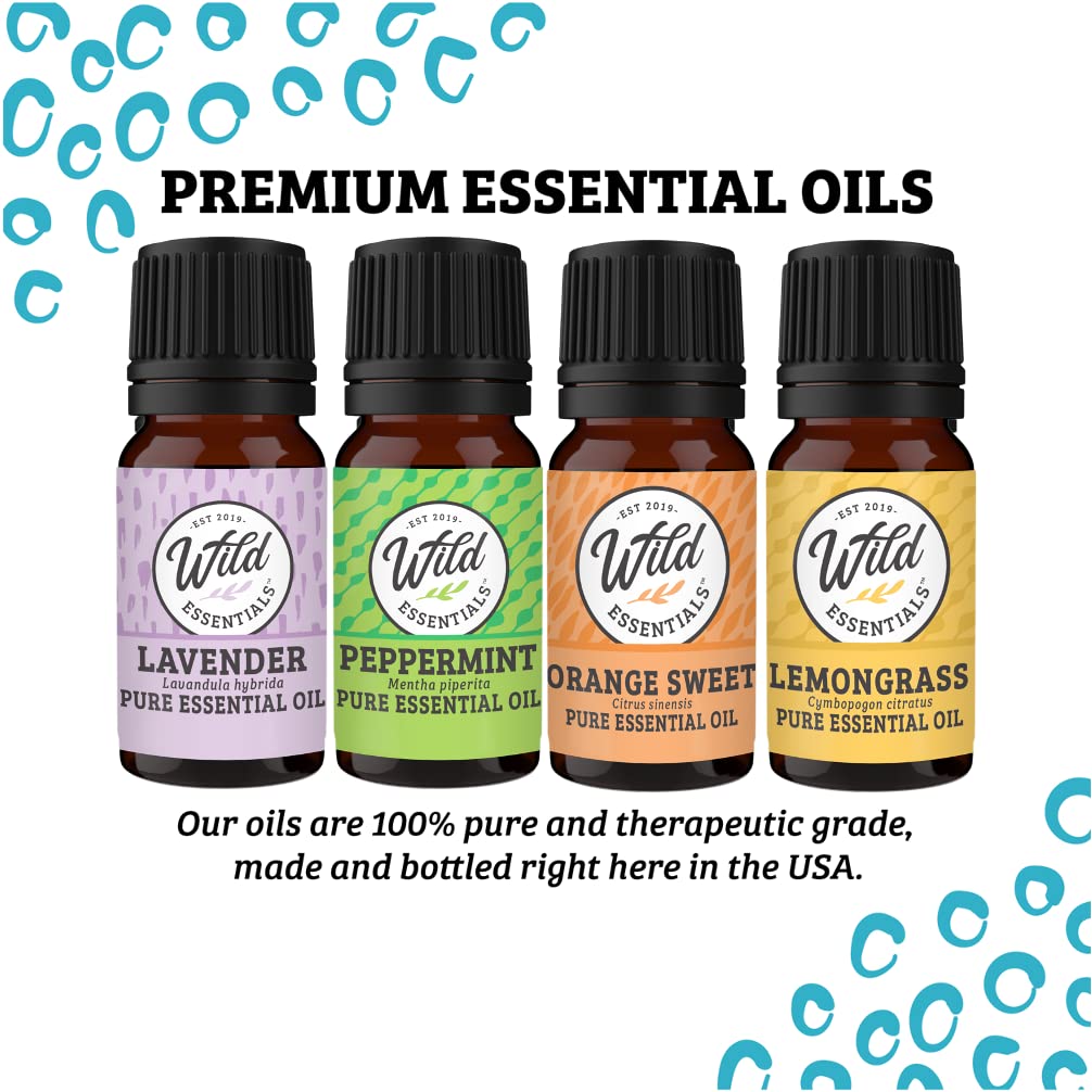 Wild Essentials Couple’s Heart Necklace Essential Oil Diffuser Kit, Lavender, Lemongrass, Peppermint, Orange Oils, 12 Refill Pads, Calming Aromatherapy Gift Set, Customizable Color Changing, Perfume