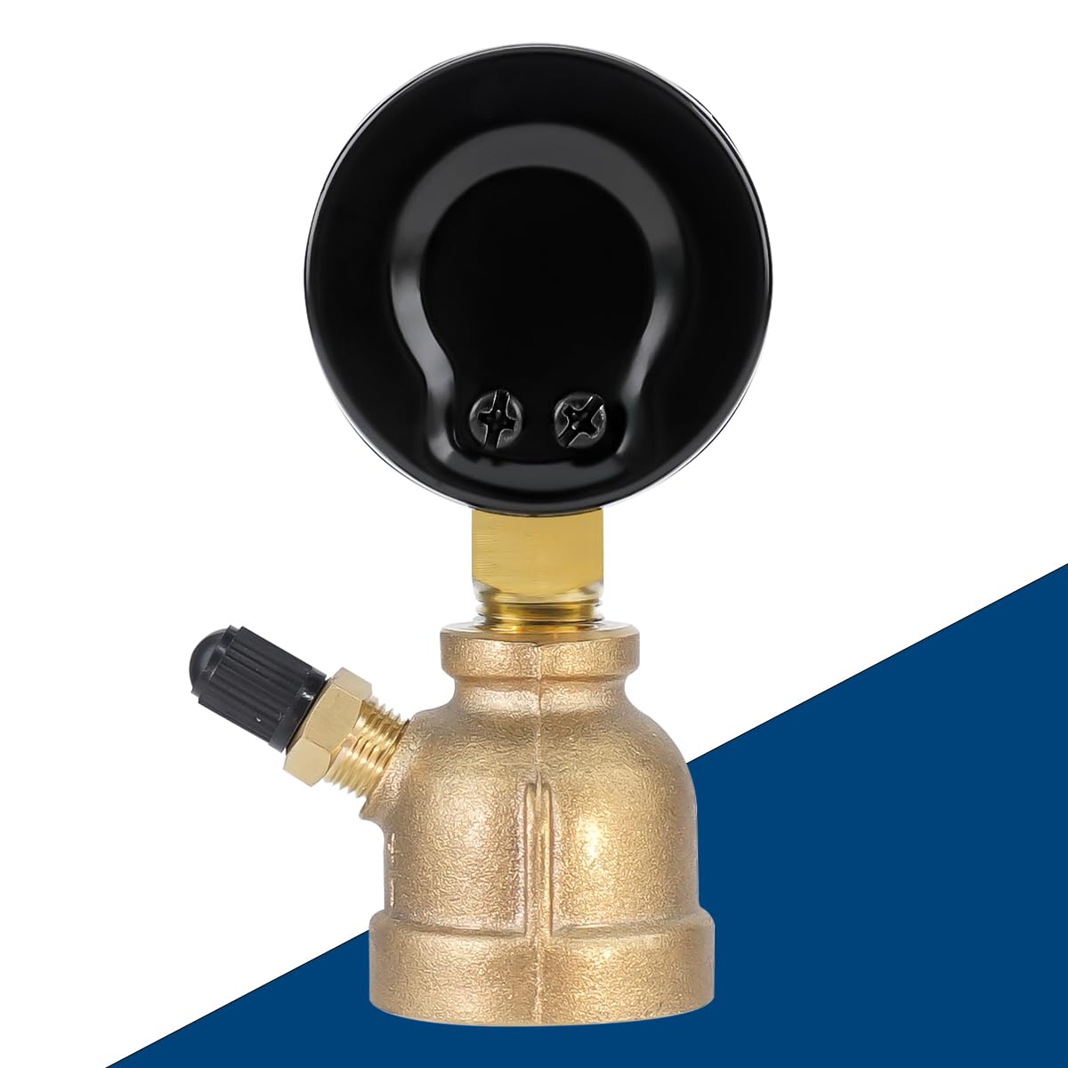 SENCTRL 0-30 Psi Gas Pressure Test Gauge, 2" Dial Size, 3/4" FNPT Connection, Brass Valve, Forged Brass Bell Shape Body Assembly