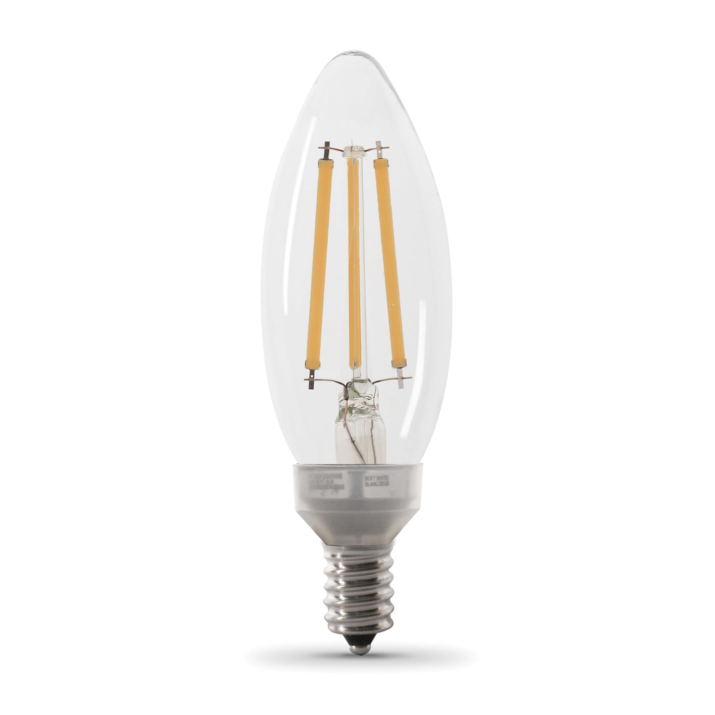 Feit Electric LED Candelabra Light Bulb, 100W Equivalent, Dimmable, E12 Base, 5000K Daylight, B10 Filament Torpedo Tip Decorative Lighting Bulbs, 13-Year Lifetime, BPCTC100950CAFIL/2/6, 12 Pack