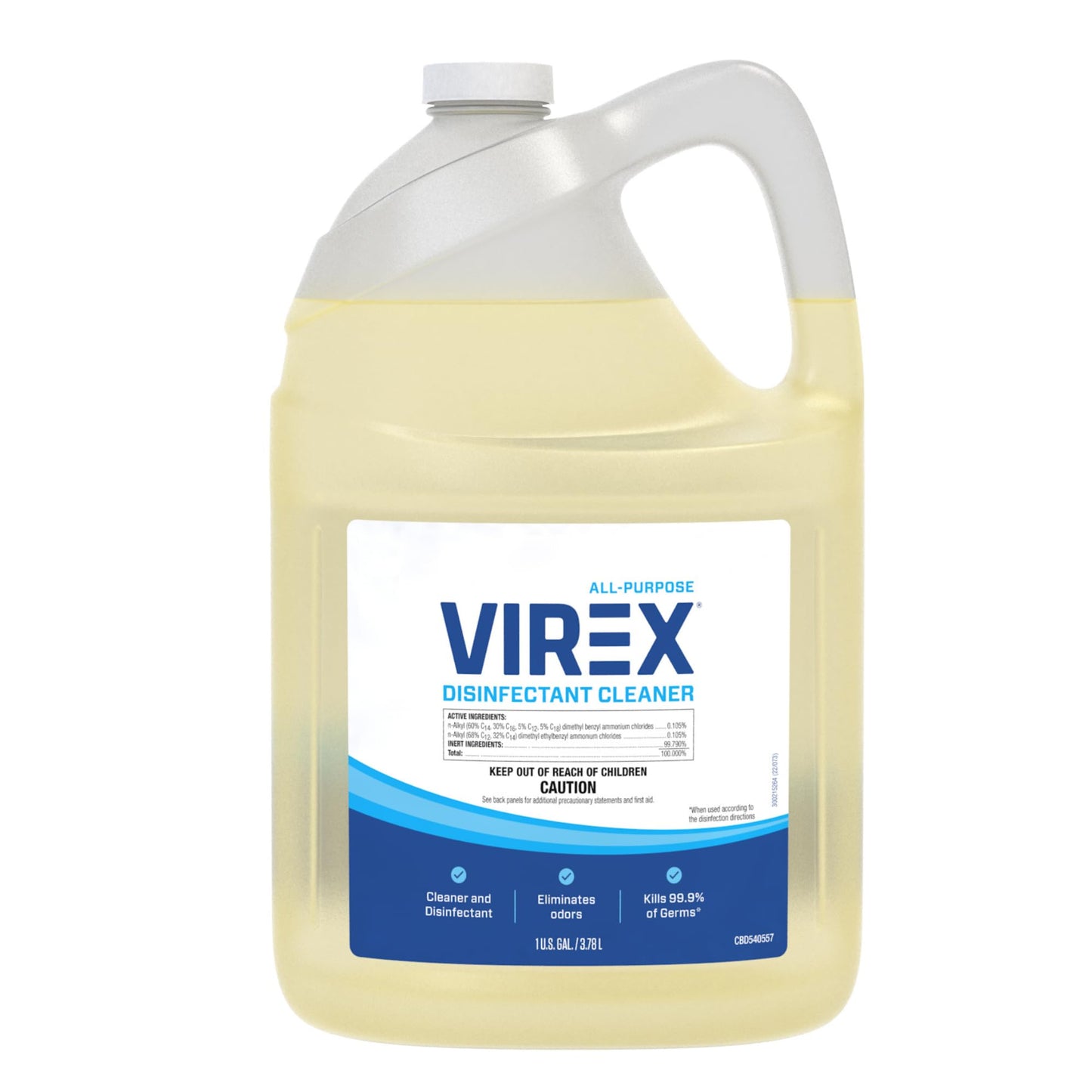 VIREX Diversey CBD540557 All Purpose Disinfectant Cleaner, Multi Surface Cleaning for Home and Commercial Use, Ready to Use Formula in Refill Size, Lemon Scent, 1 Gallon