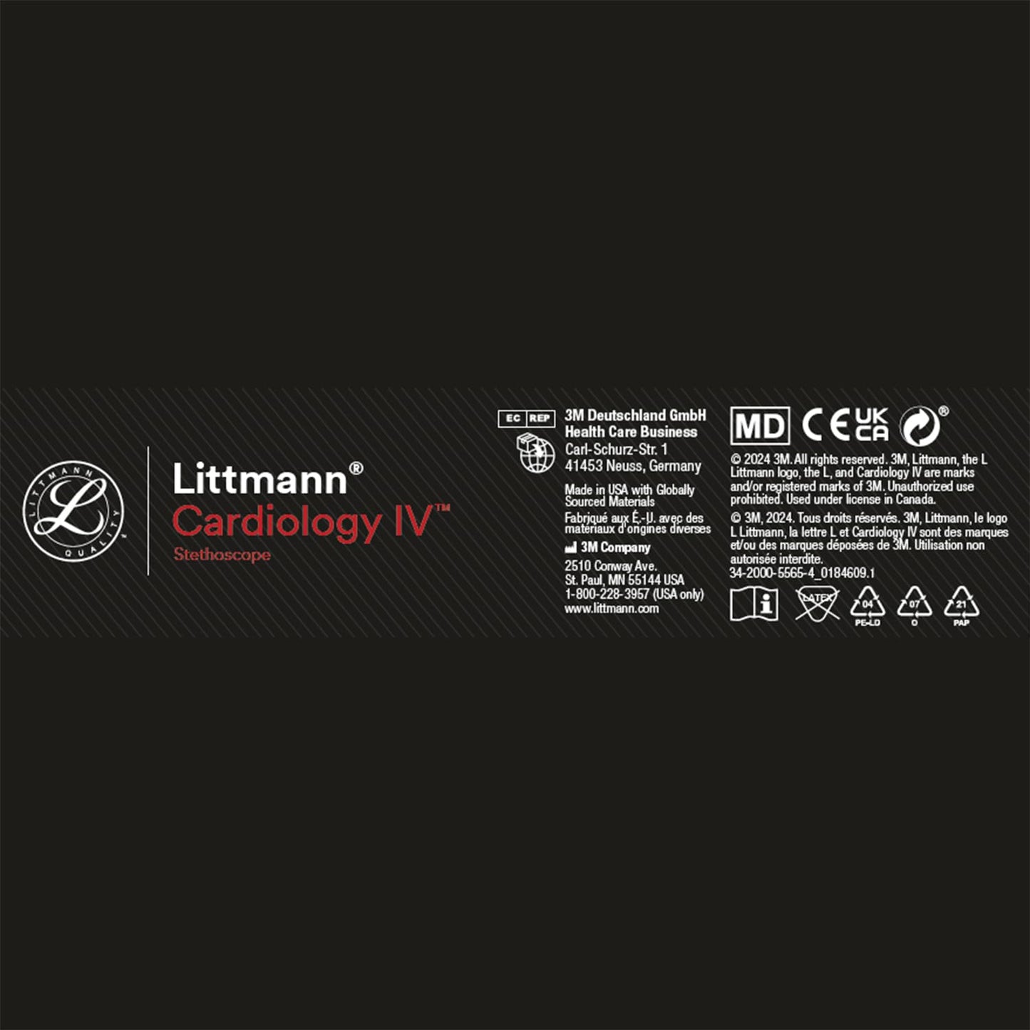3M Littmann Cardiology IV Diagnostic Stethoscope, 6152, More Than 2X as Loud, Weighs Less, Stainless Steel Chestpiece, 27" Black Tube