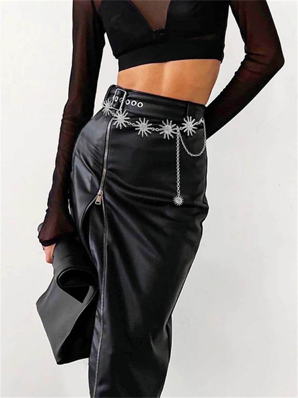 Multilayer Sun Moon Chain Belt Metal Waist Chain Belt Gold Silver Chain Belt for Women Belly Chain Belt Bohemia Body Jewelry