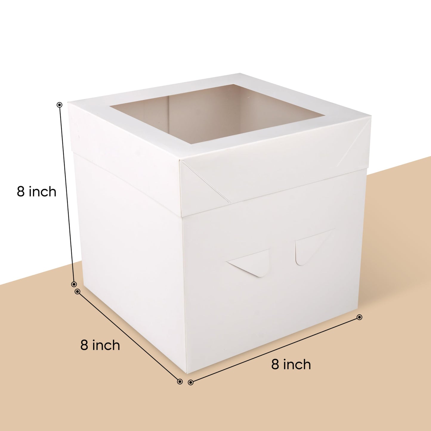 Cakebon Cake Boxes with Drums - 8 Inch Round White Cake Boards/Base para Pasteles (3-Pack) - Caja para Pasteles with Window for Birthdays, Weddings and Parties