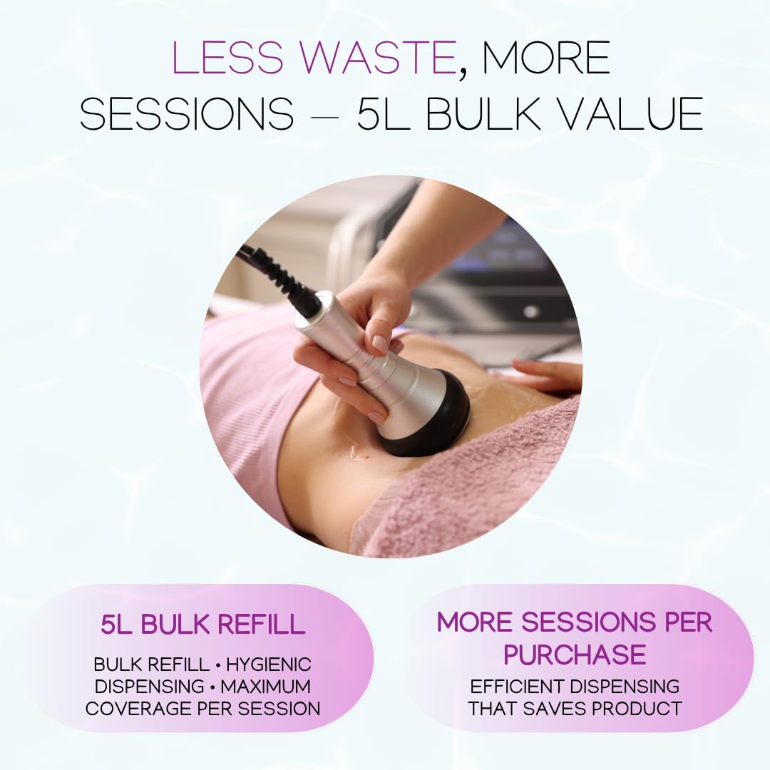 Absonic Clear Conductive Gel for Ultrasound, Cavitation Machine, Laser Hair Removal & RF Devices – Body Sculpting Gel 5 Liter (1.3 Gallon) Bulk Refill – Paraben-Free, Hypoallergenic