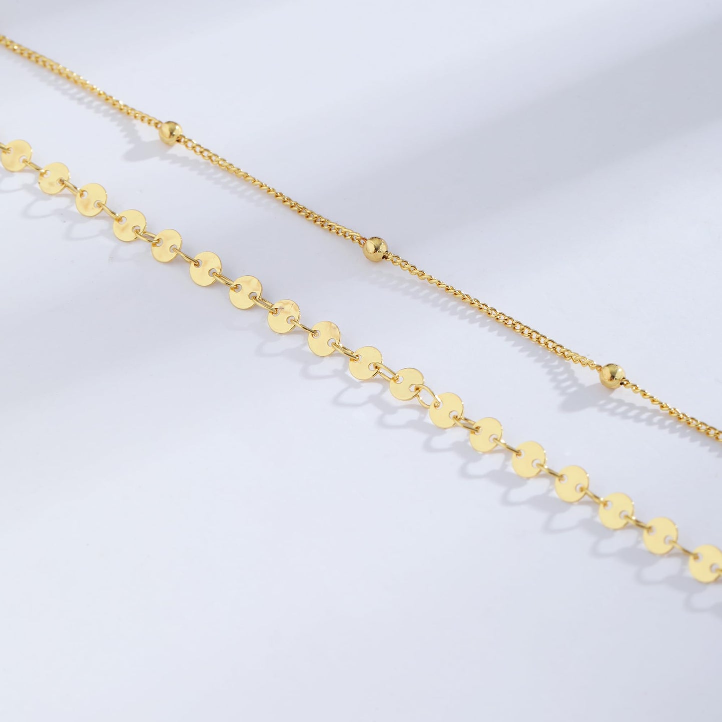 MFRYK 2PCS 14K Gold Plated Waist Chain Layered Beaded Satellite Disc Belly Body Chain Boho Beach Waist Chains For Women Adjustable Waterproof Sexy Bikini Body Chain Jewelry For Women