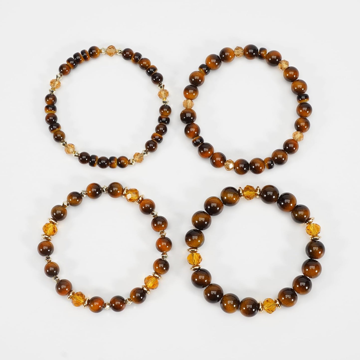 Briutn Tigers Eye Bracelet for Women Men Handmade Stackable Bracelet Adjustable Stretch Jewelry Gifts