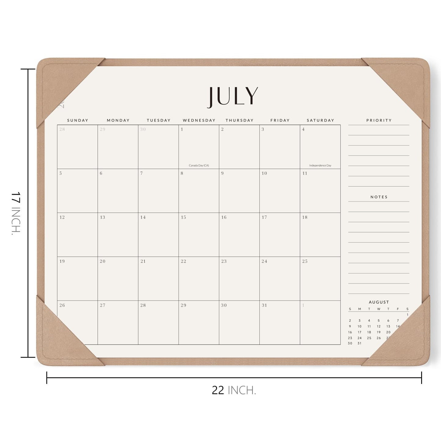 Jotsome Desk Calendar 2026 - 2027 with Desktop Mat, Large Desk Pad Calendar From Now to June 2027 22x17 inch, Desk Blotter Calendar for Home Office and School, Easy Planning, Gift for the Holidays, Apricot