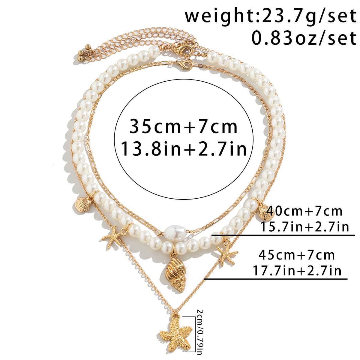 Sora Tuki Layered Starfish Necklace Beach Jewelry for Women Seashell Cowrie Puka Shell Necklaces for Women Beach Necklace Turtle Beaded Choker Necklaces Ocean Jewelry (1 - Layered)