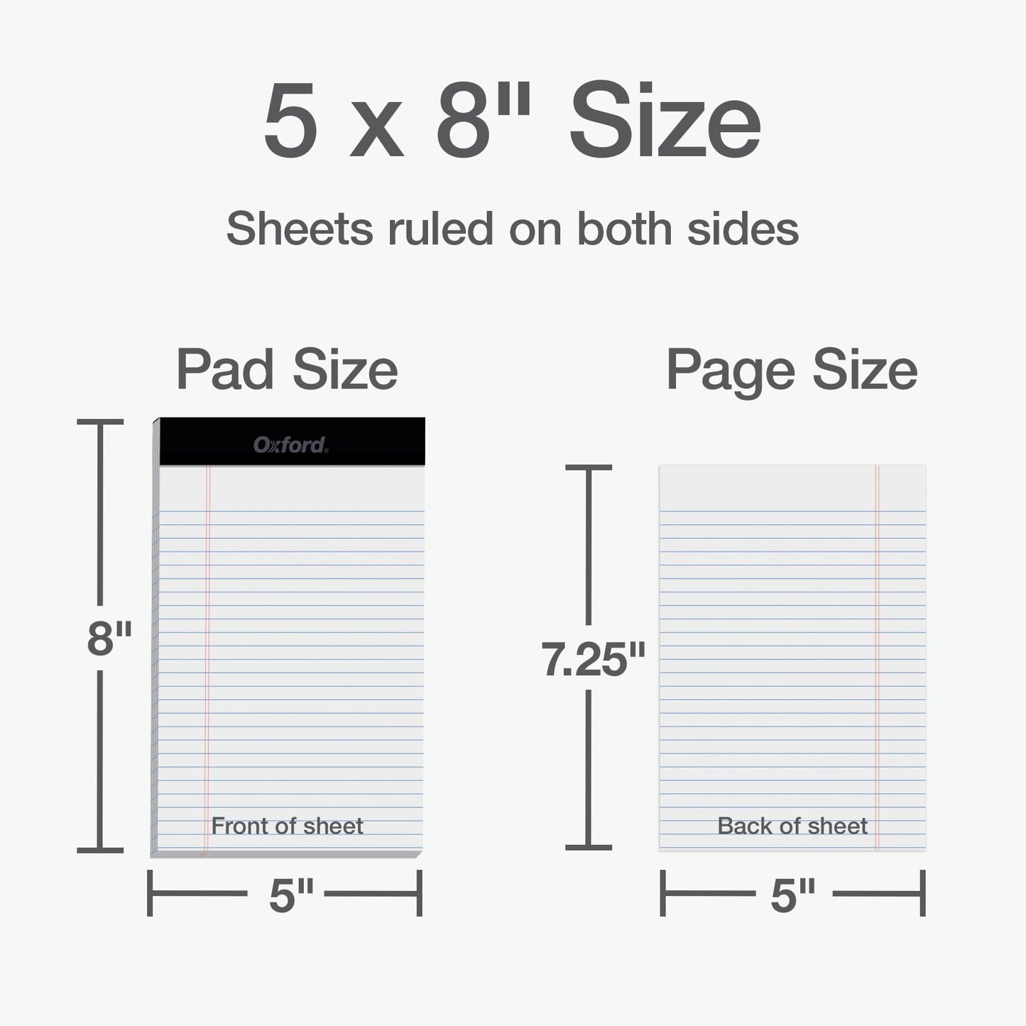 Oxford Legal Pads, 12 Pack, Premium Note Pads, 50 Legal Ruled 5" x 8" Sheets, Bright White Paper with Firm Back, Small Portable Notepads