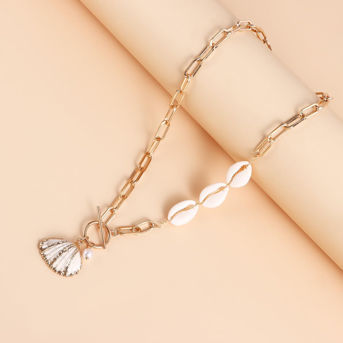Lookray Starfish Necklace for Women Dainty Seashell Mermaid Charm Necklace Gold Layered Shell Beaded Necklace Boho Summer Beach Jewelry Mermaid Costumes Accessories StyleF
