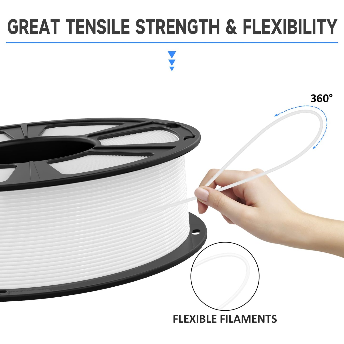 GIANTARM PLA Filament,Matte White 3D Printer Filament 1.75mm, Matte PLA 1KG Spool(2.2lb),Dimensional Accuracy +/- 0.02 mm,3D Filament for Bambu Lab