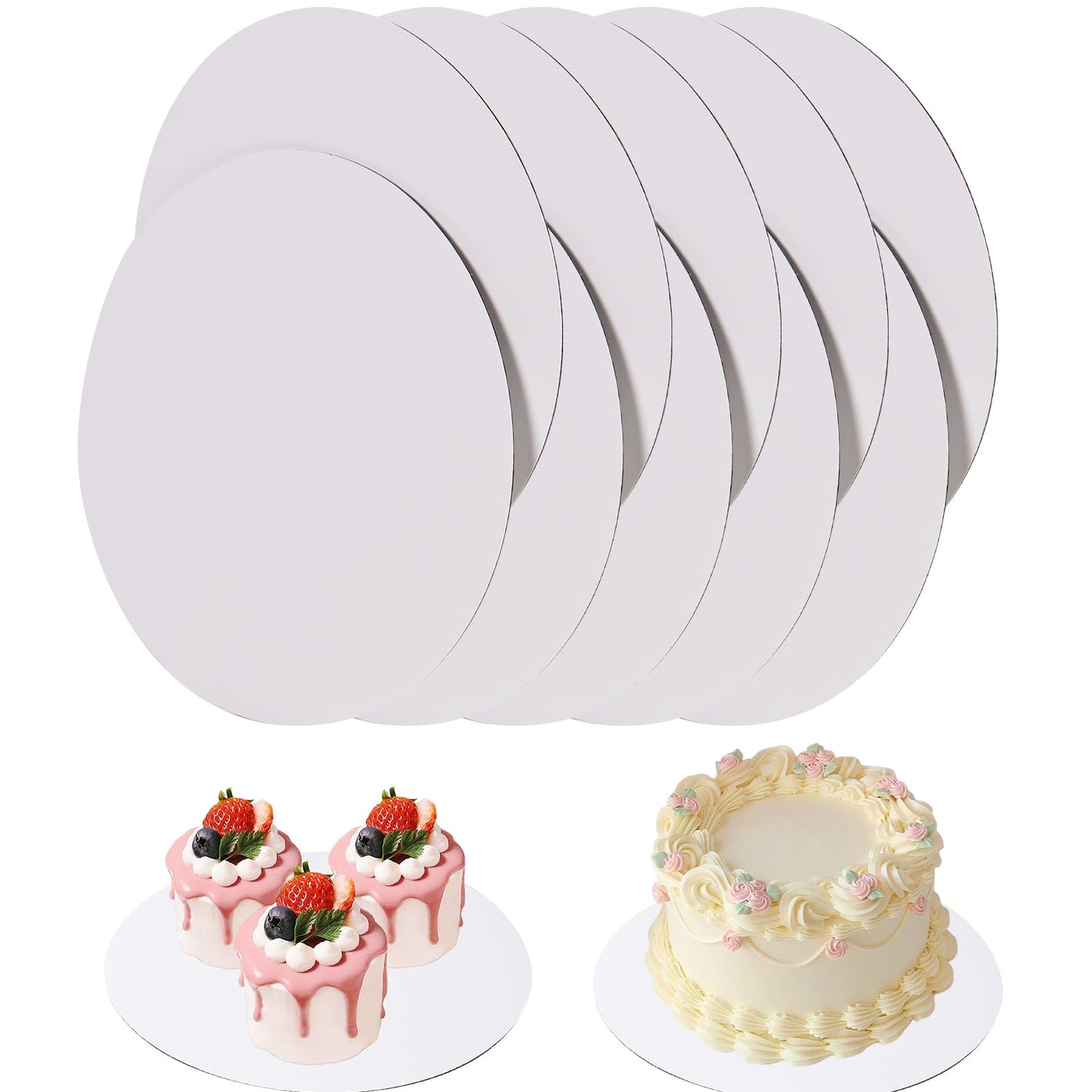 PFAMKEER 40 Pcs Cake Boards,White Cake Boards 9 Inch Round,Food Grade Cardboard Cake Rounds,Disposable Cake Plates,9 Inch Cake Board,Waterproof and Oil proof Cake Base Cake Tray Cake Pizza Circles