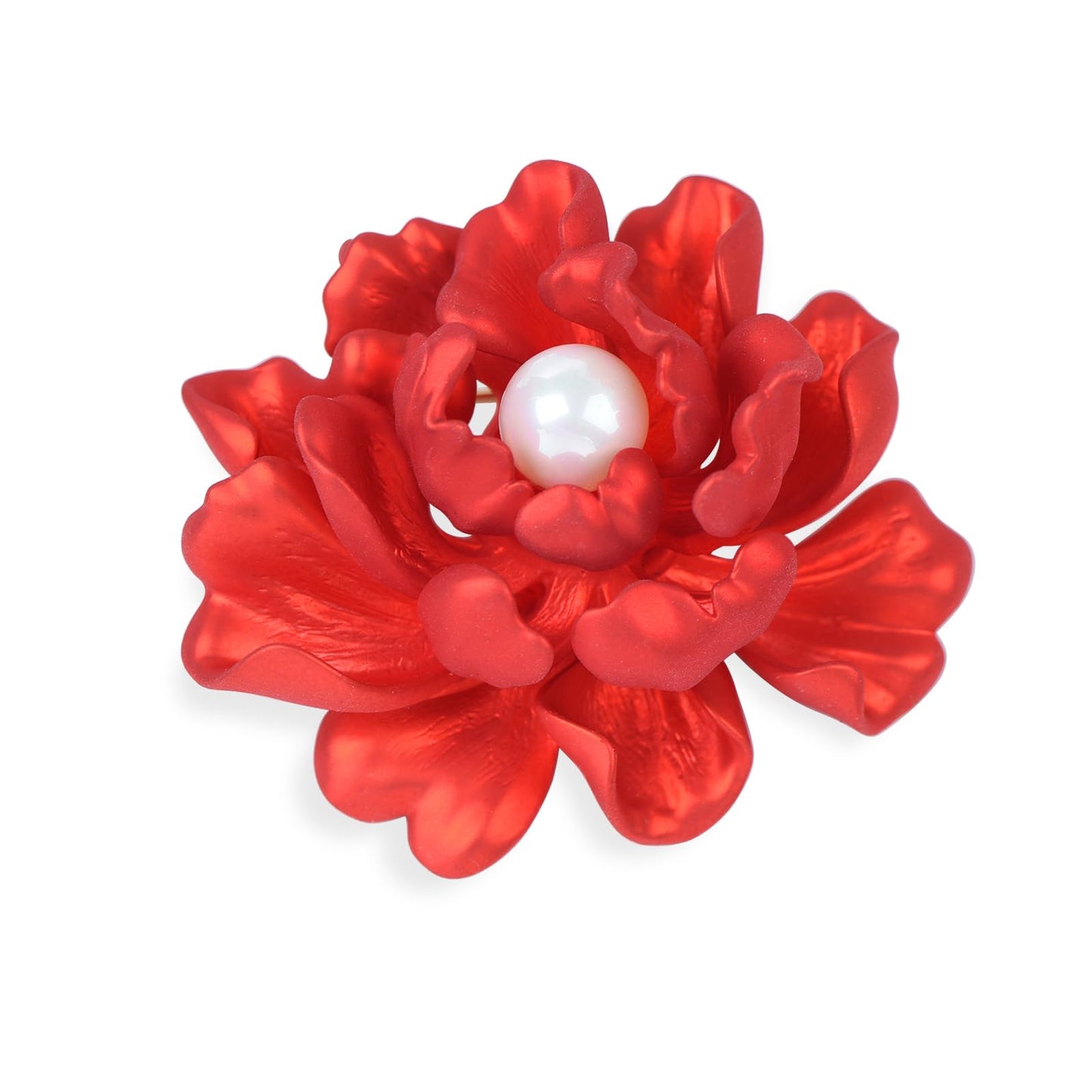 YYBONNIE Elegant Crystal Blooming Rose Flower Brooch Lapel Pin Breastpin for Women Birdal Cardigan Hat Scarf Suit Sweater Floral Pins (Red Pearl Peony Flower)