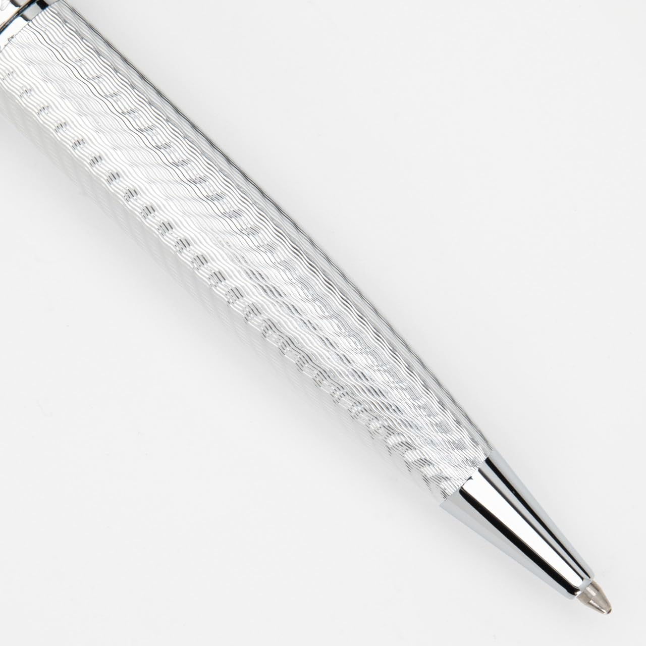 Conklin Herringbone Signature Ballpoint Pen Silver + Free Extra Black Gel Refill – Luxury Twist Pen Gift for Office, Writers, Professionals