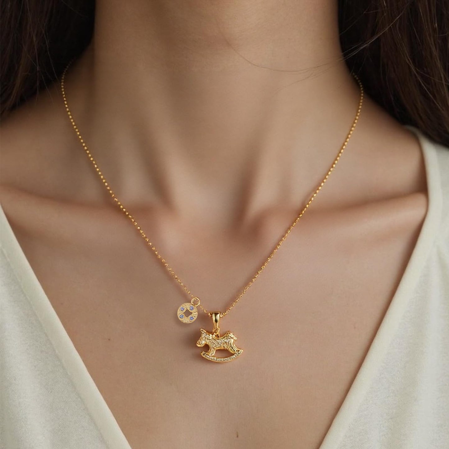 Tessalyn Gold Necklace for Women, 18K Gold Plated Horse Necklace, Dainty Horses Pendant, for Women Simple Jewelry