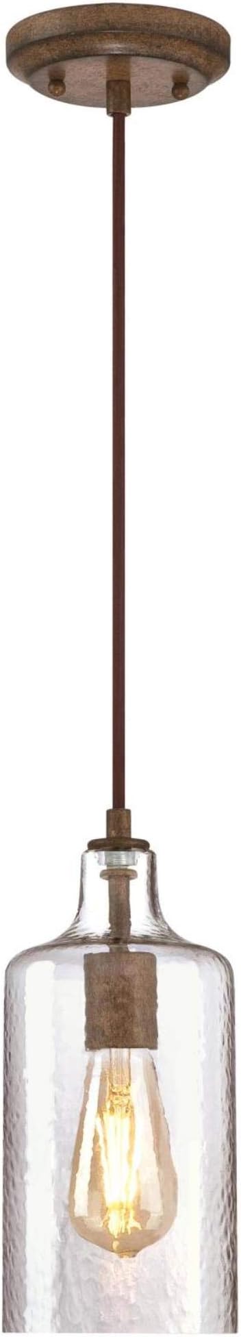 Westinghouse Lighting 6371300, Barnwood Finish with Clear Textured Glass Carmen One-Light Indoor Mini Pendant, one Size