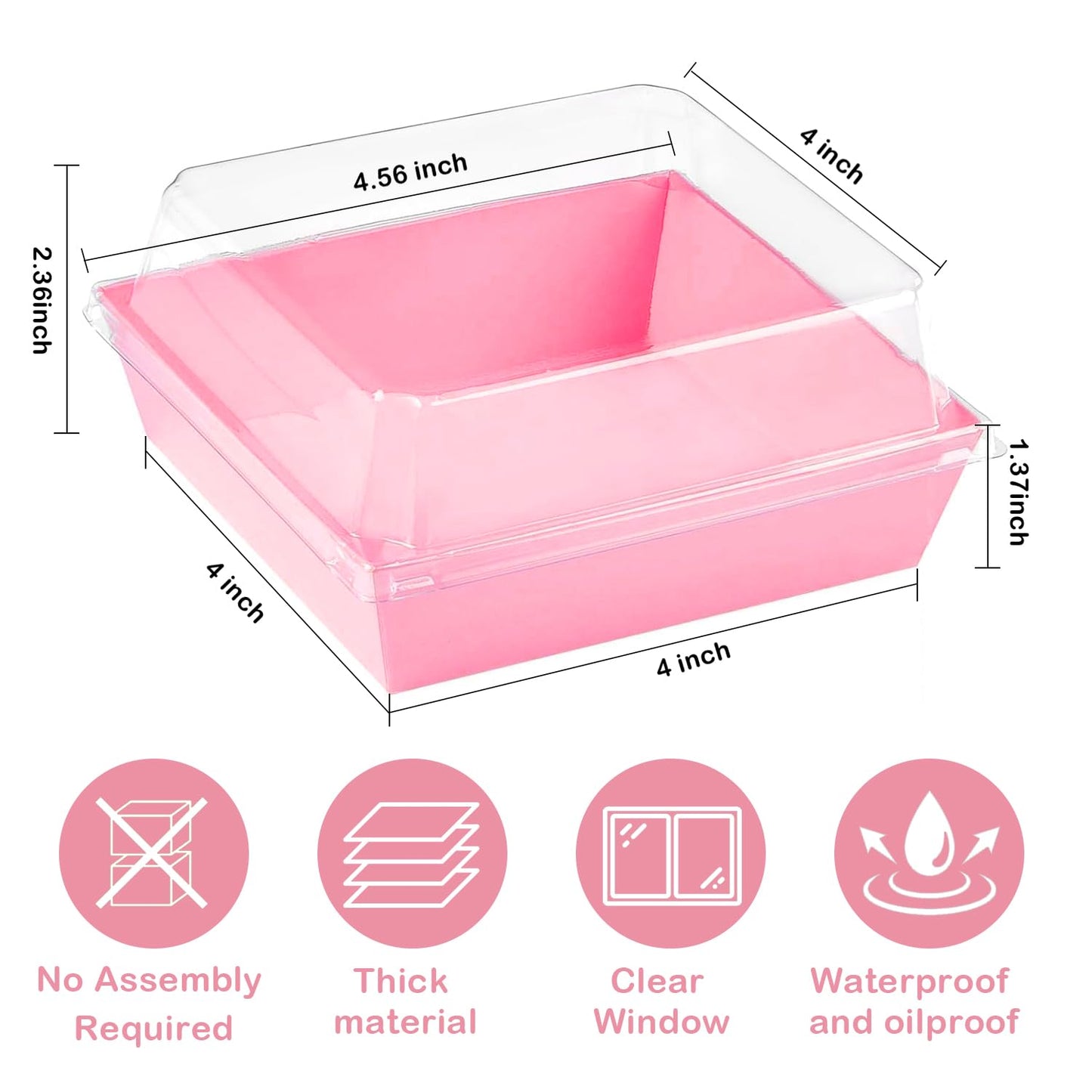 IFUCTYE 50-Pack Disposable Charcuterie Boxes with Clear Lids - 4 Inch To Go Paper Mini Charcuterie Box for Charcuterie, Fruits & Desserts | Gift-Ready Food Presentation Boxes