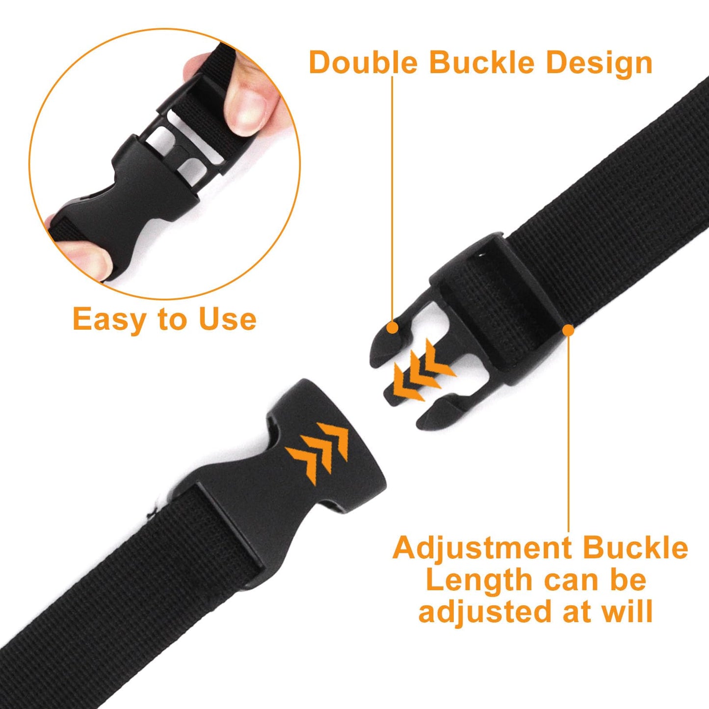 S SYDIEN 10Pcs Tie Down Straps Black Adjustable Nylon Strap with Buckles 1" x 47" (3.9ft) Straps with Quick Release, Lashing Strap for Backpacking, Outdoor Activities