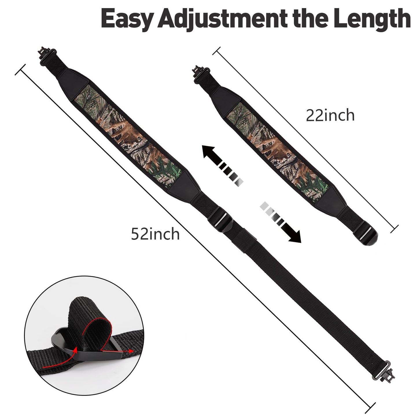 BOOSTEADY Two Point Gun Sling with Swivels,Durable Shoulder Padded Strap,Length Adjuster