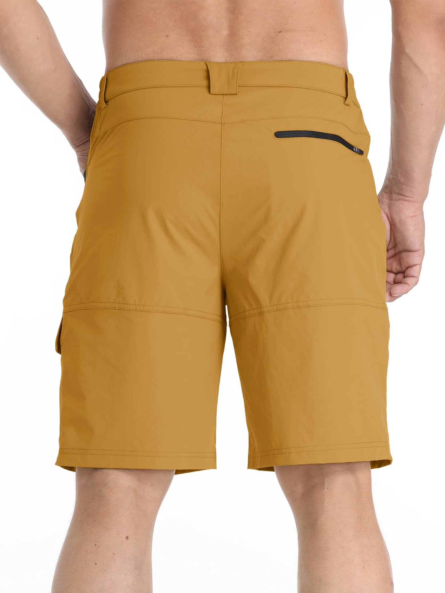 TACVASEN Men's Dress Golf Shorts Cargo Hiking Casual Shorts Lightweight Quick Dry Stretch Tactical Work Fishing with Pockets Turmeric 38