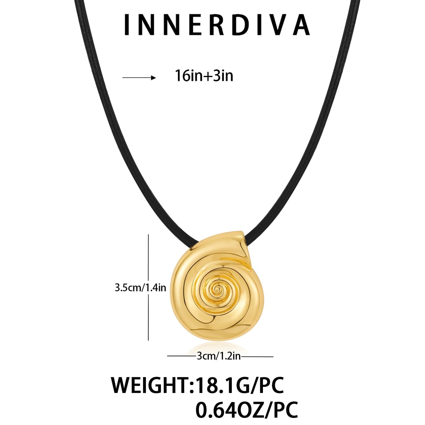 INNERDIVA Gold Shell Necklace for Women, Conch Snail Seashell Pendant Rope Necklace Shell Charm Pendant Necklace Boho Summer Beach Gifts