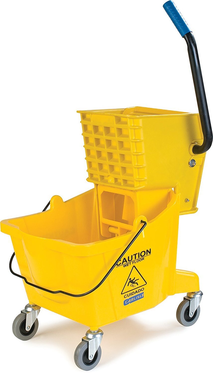 SPARTA Commercial Mop Bucket with Side Press Wringer, Floor Cleaning Essentials for Commercial and Home Use 26 Quart Capacity, 1 Count, Yellow
