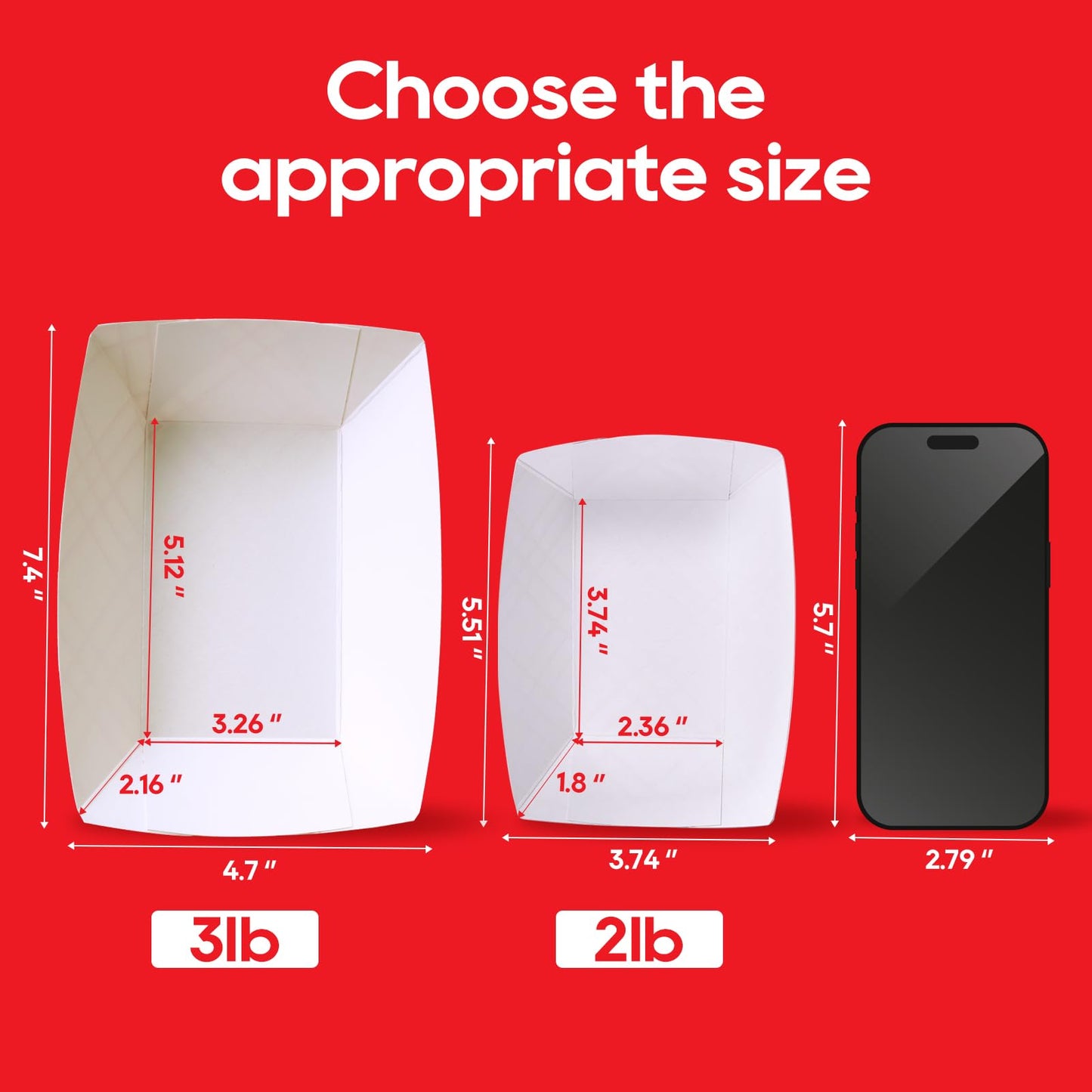 ECOLipak 250 Pack 2lb Paper Food Tray Red, Disposable Paper Food Boats, Food Holder Trays, Serving Boats for Taco Hot Dog Snack Fries Dessert Popcorn Sauce Nacho