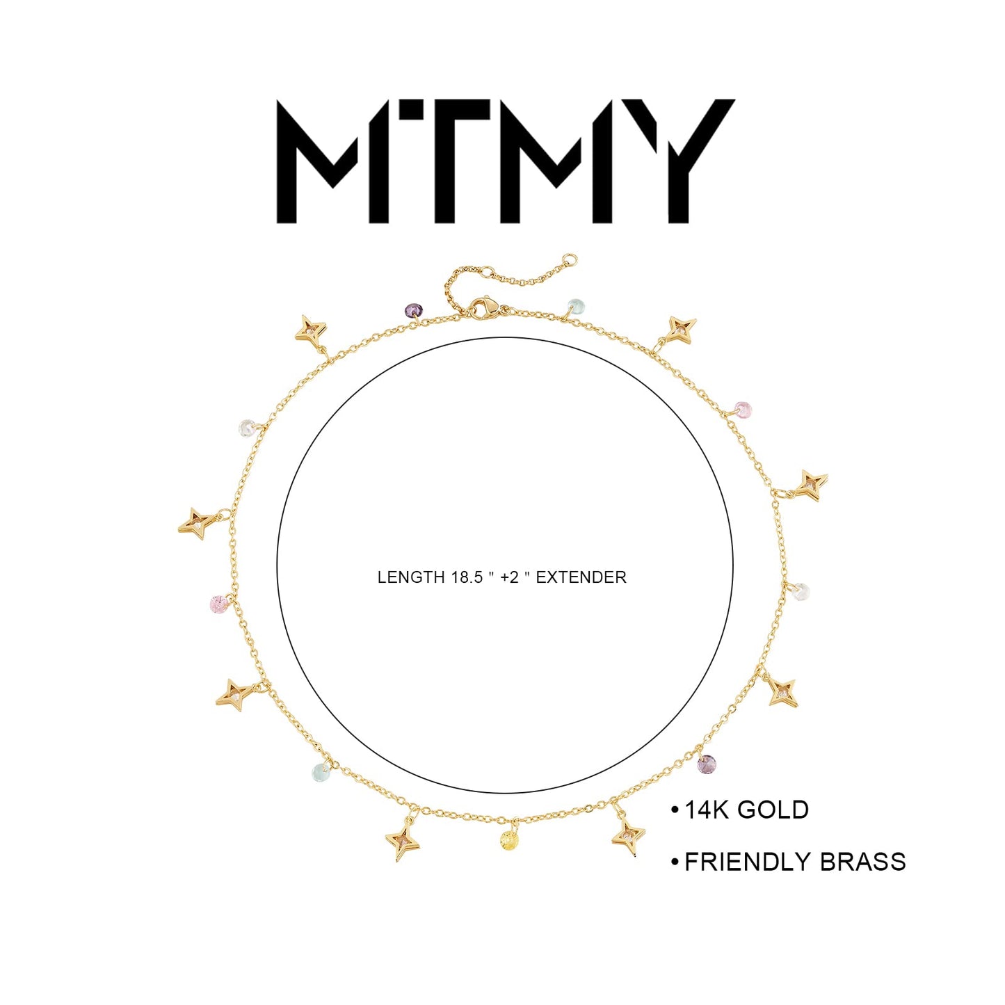 MTMY Beaded Necklace for Women 14K Gold Plated Dainty Colorful Beaded Pearl Choker Necklace Delicate Boho Choker Necklace Jewelry Gift (cz star tassel)