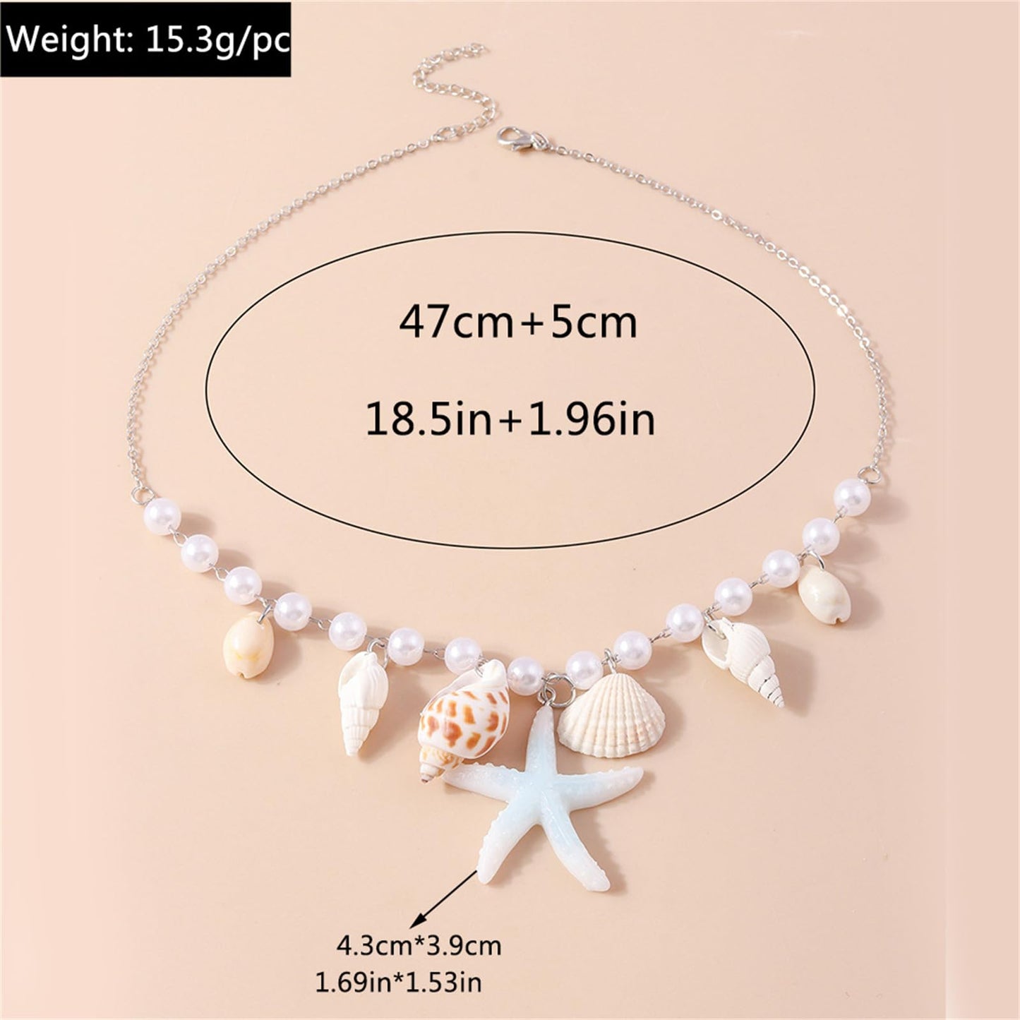 Seashell Necklace Boho Starfish Necklace Vintage Pearl Conch Choker Summer Holiday Beach Accessories Jewelry for Women (White)