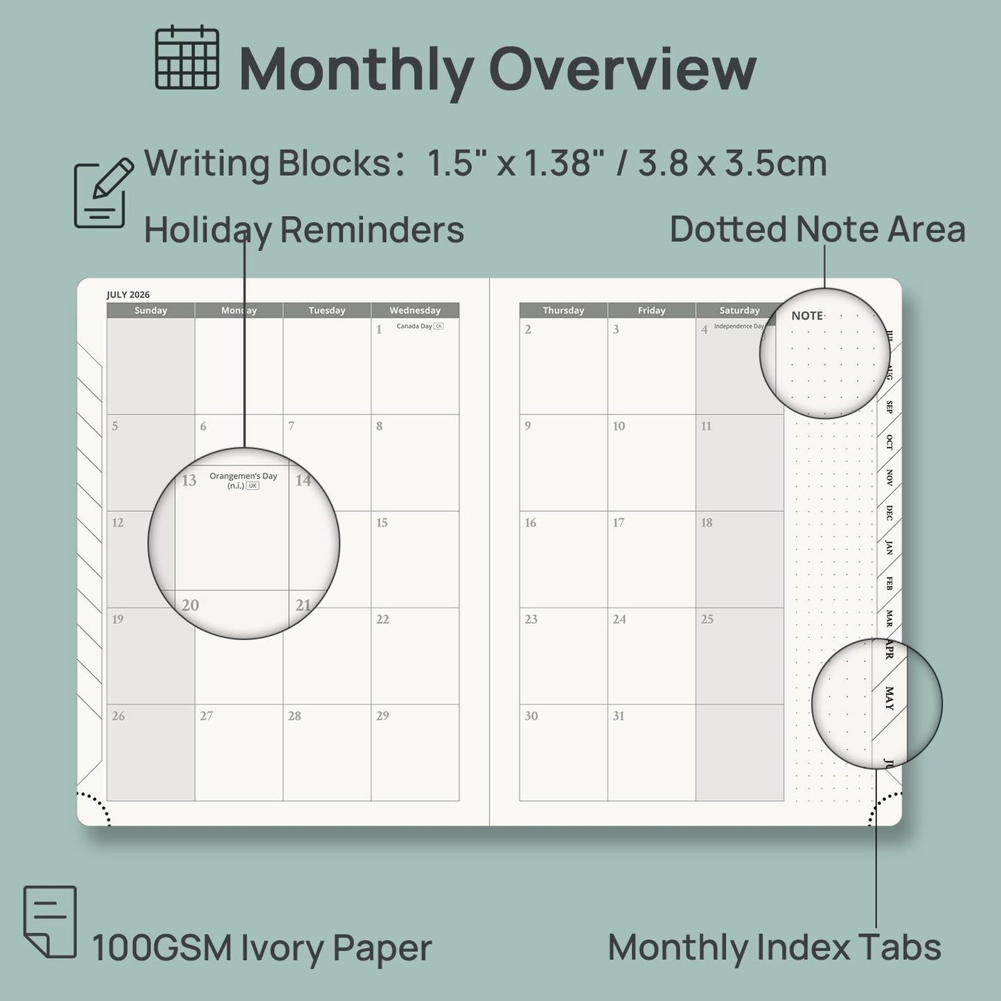 POPRUN Planner 2026-2027, 6.5" x 8.5", Academic Planner 2026-2027 Weekly and Monthly (July 26-June 27) Hourly Appointment Book with Inner Pockets, Leather Soft Cover, 100GSM - Navy Blue