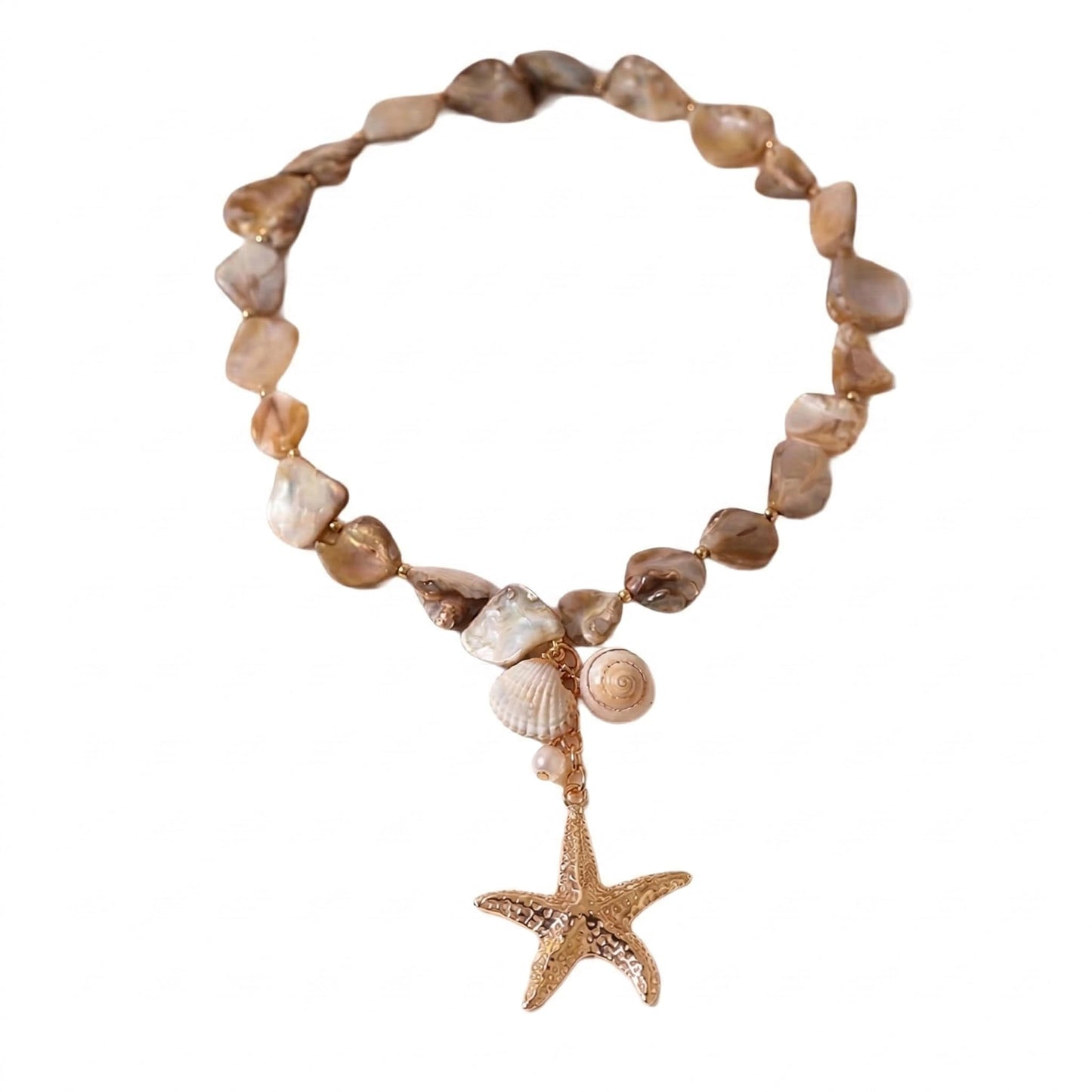 ANDKISS Starfish Shell Necklaces for Women Summer Boho Starfish Pendant Beach Necklace Irregular Mother of Pearl Necklaces for Women