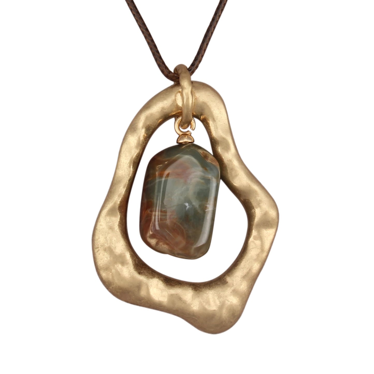 joymiao Vintage Pendant Necklace Women Chunky Gold Boho Necklace Large Vintage Bohemian Statement Boho Necklaces with Resin Stone Hippie Jewelry