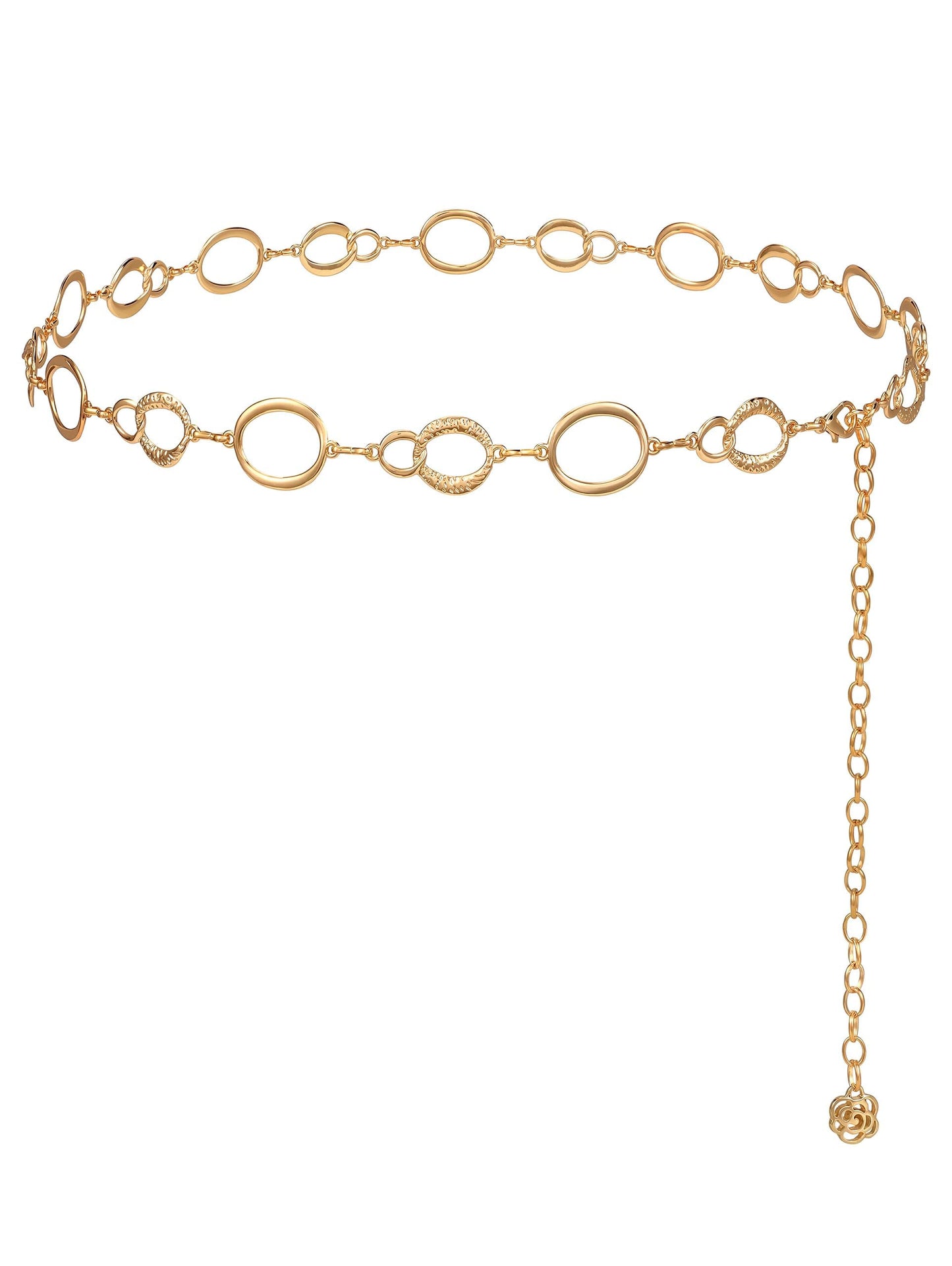 Gold Hollow Chain Belt for Women Circular Metal Waist Chian Concho for Cowgirl Chain Belts for Dresses Jeans Country Concert Outfit