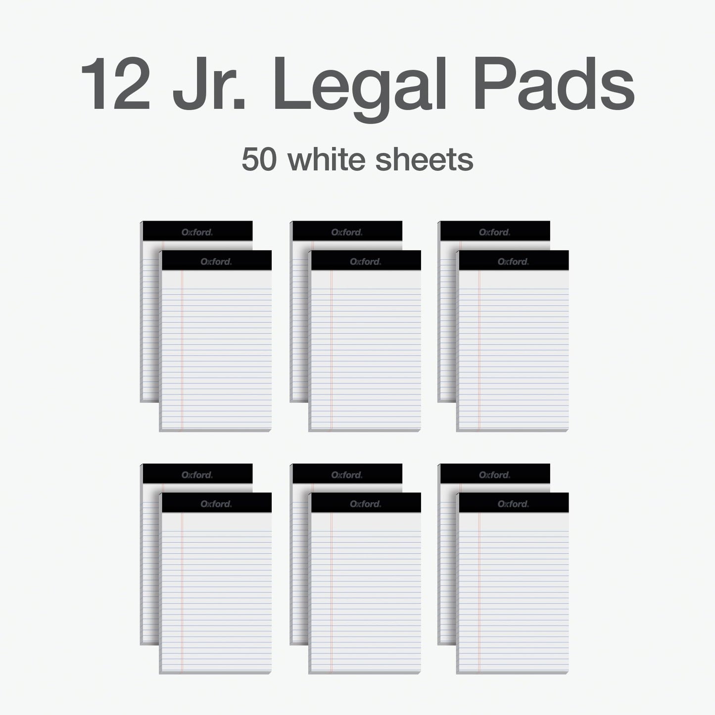 Oxford Legal Pads, 12 Pack, Premium Note Pads, 50 Legal Ruled 5" x 8" Sheets, Bright White Paper with Firm Back, Small Portable Notepads