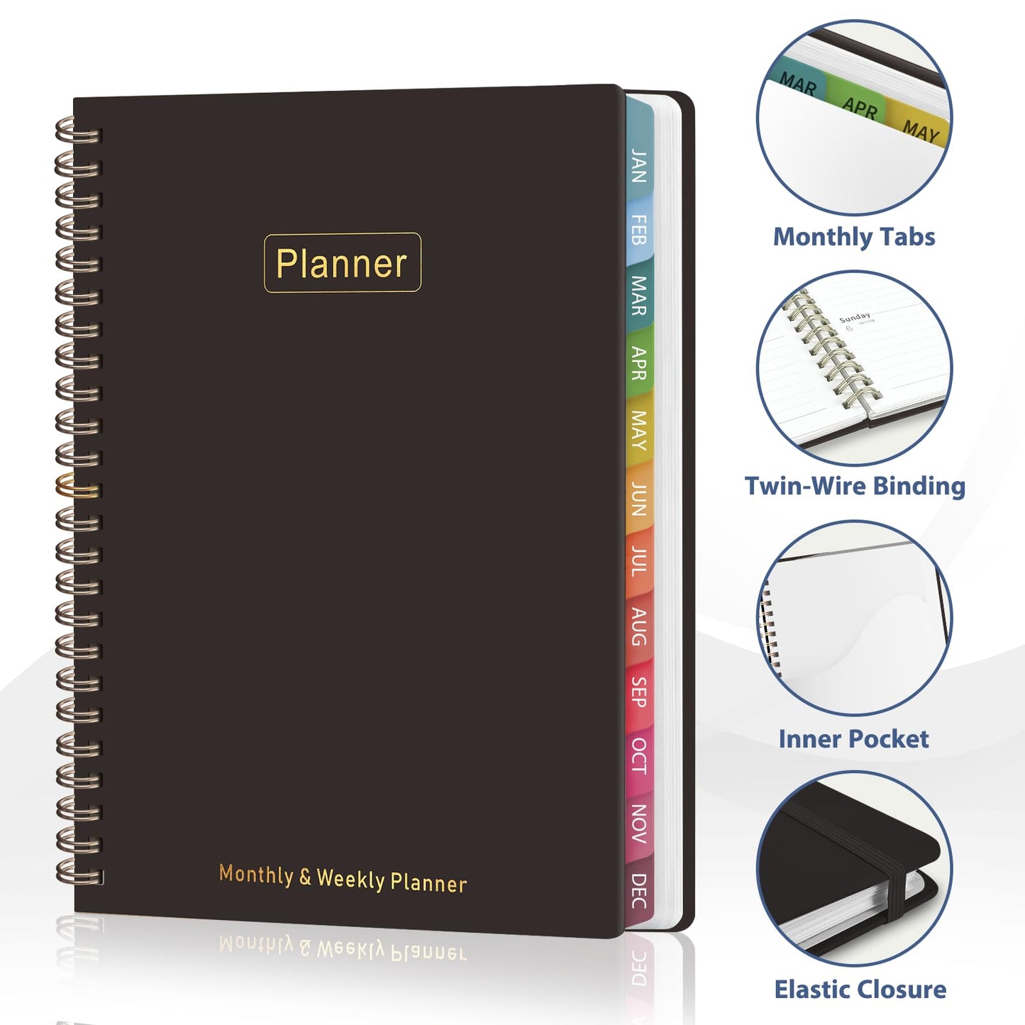 2026 Planner, 8.5" x 11" Weekly and Monthly Large Calendar Planner, Letter Size, Jan - Dec 2026, Hardcover Daily Agenda and Organizers for School Essentials & Office Supplies