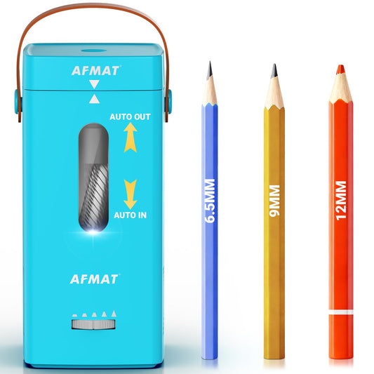 AFMAT Electric Pencil Sharpener, Fully Automatic Pencil Sharpener, Auto in & Out, Rechargeable Hands-Free Sharpeners for Jumbo & Colored Pencils (6.5-12mm), Portable for Home/Classroom/Office PSC6