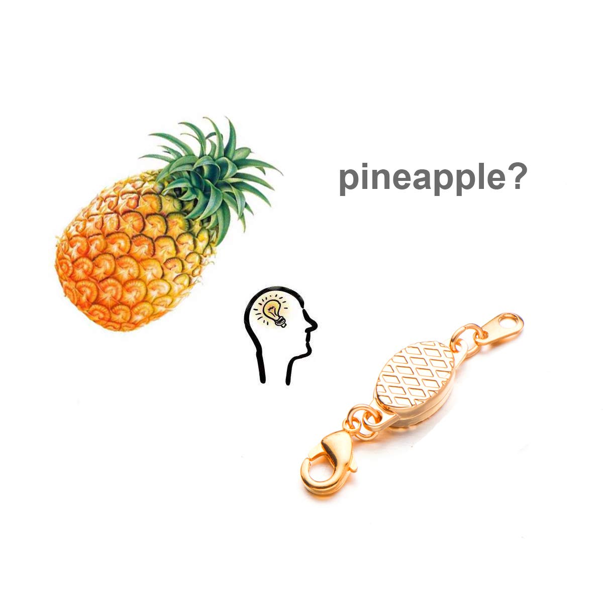 Built-in Safety Locking Magnetic Jewelry Clasp for Necklace and Bracelet Light Small Extender Lobster Clasps Pineapple Texture Metallic Finishes Glod and Silver