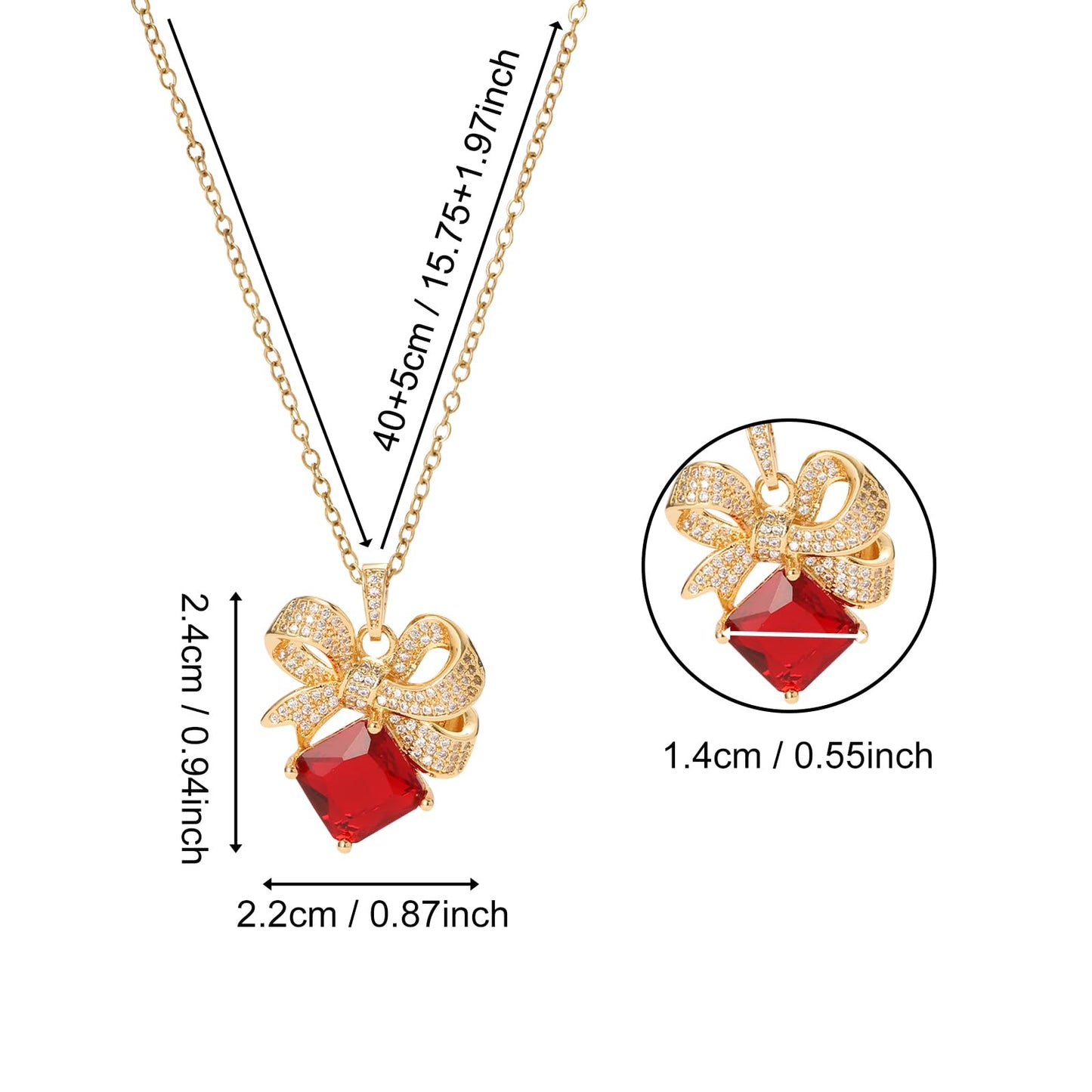crataly Red Square Ruby Necklaces for Women-Gold Plated July Birthstone Vintage Necklace For Valentines Day Mother's Day Christmas Birthday Gifts