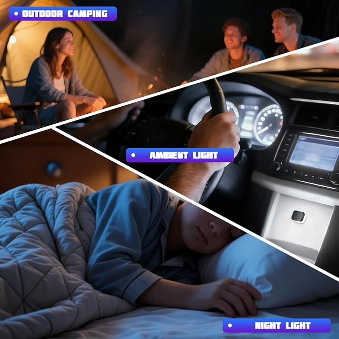 4PCS Car Interior USB LED Light, Portable Plug-in Bright Vehicle Atmosphere Decor Lamp, Small Automotive Inside Decoration Ambient Night Light Kit, Universal for SUV Van Truck (White)