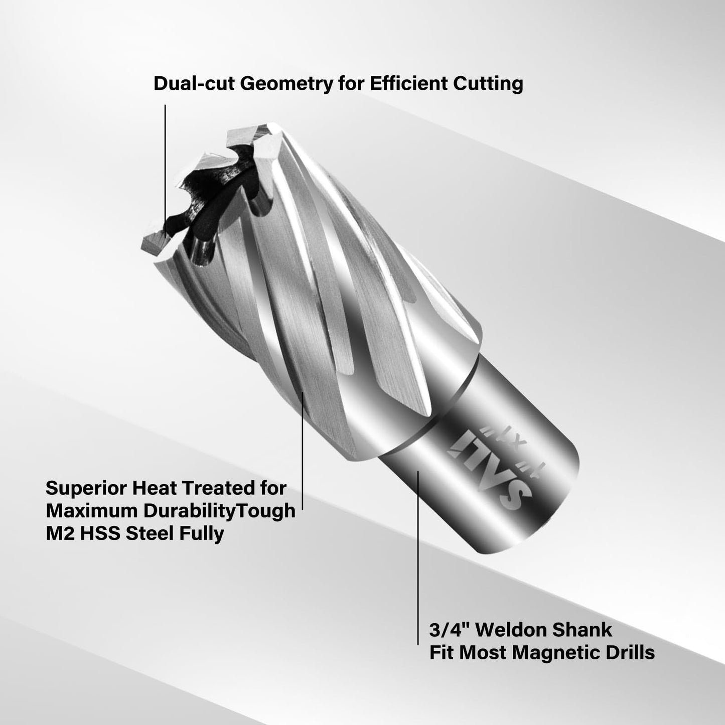 SALI 6 pcs Annular Cutter Diameter 1/2 Inch with Weldon Shank 3/4" (with 2 Flats) Cutting Depth 1" Mag Drill Bit for Magnetic Drill Press HSS Fully Ground Drill with One 1/4"*3" Pilot Pin